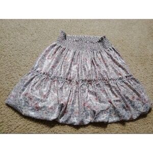 Free People Mini Skirt Fairy Core Ruffles Women's L Light Pink Floral Glossy